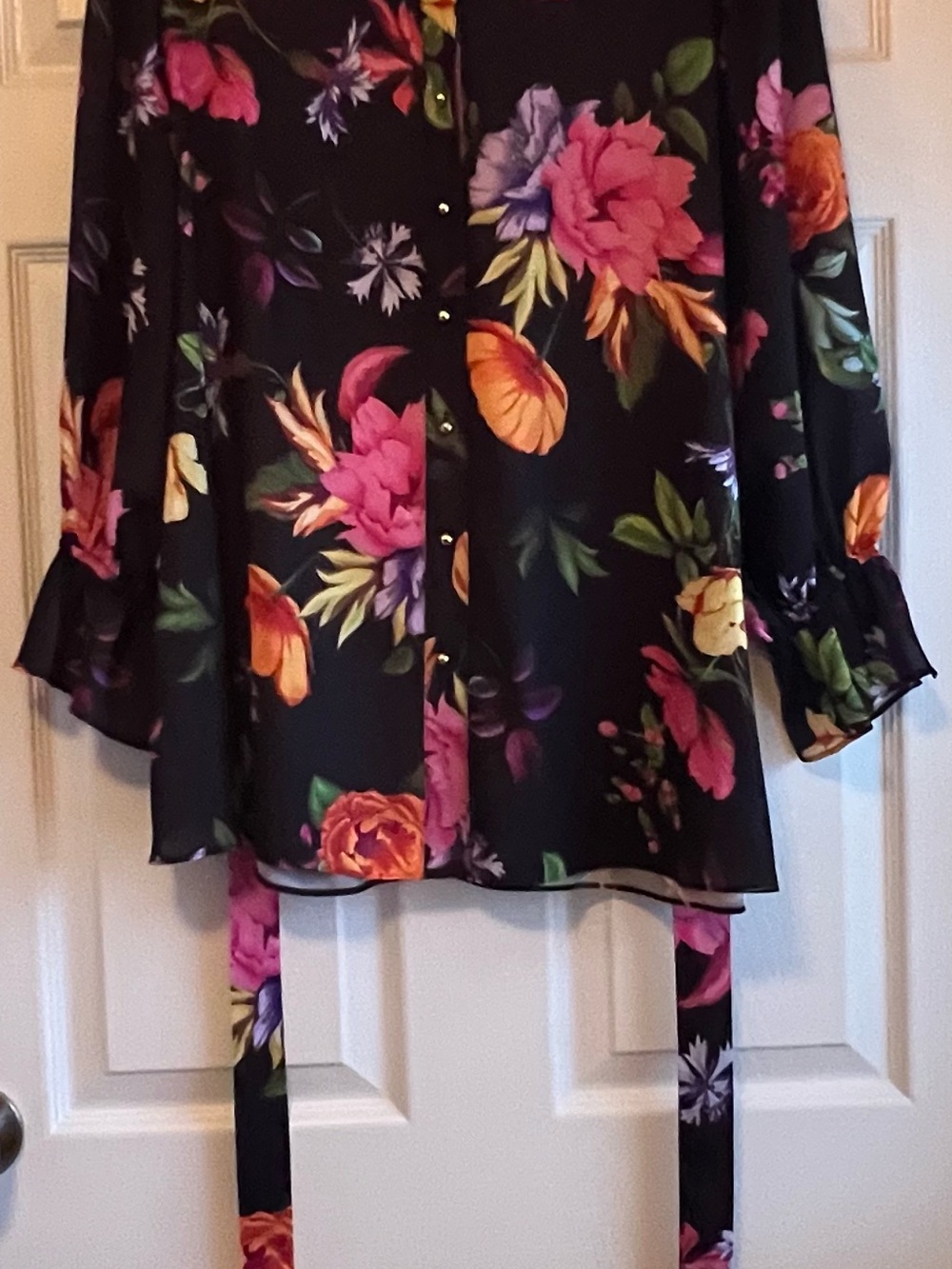 IMAN Global Chic Printed Button-Front Everything Blouse